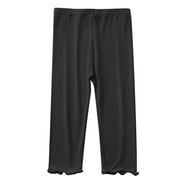 Zwiiyzr 2024 2-9Y Toddler Baby Girls Flowy Wide Leg Dress Pants Candy Color High Waisted Palazzo Pants for Girls Loose Trousers Black